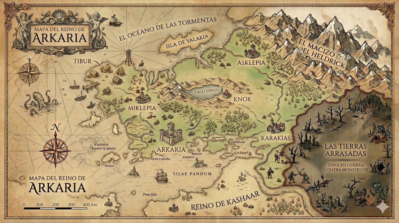 Mapa del Reino de Arkaria — mapa provisional